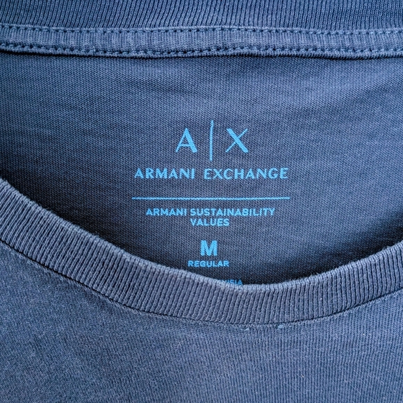 Armani Exchange Navy & Sky Blue Graphic T-Shirt – Size M #8 - Picture 6 of 6